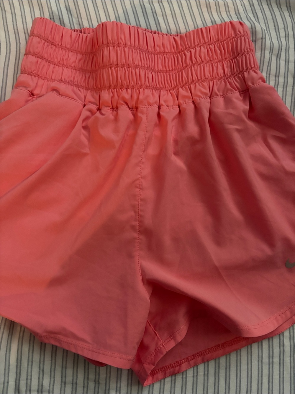 Nike Coral Pink Smocked Waist Athletic Shorts